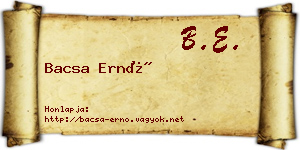 Bacsa Ernő névjegykártya
